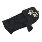 Wollhandschuh in Dunkelgrau mit Pfotenmotiv, umklappbarer Kappe und Knopfverschluss – wandelbare Winterhandschuhe