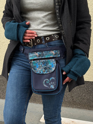 S-XXXL Gassi-Tasche Wasserabweisende mit Pfote&Herz Paisley Saphirblau - Hannover ZHS 71013-P6