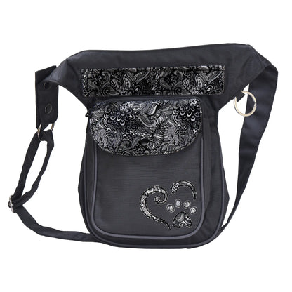 Gassi-Tasche, Wasserabweisende Tasche mit Paisley, Schwarze Farbe, Nijens Shop