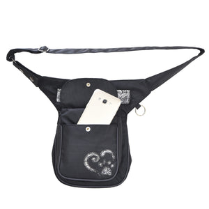 Gassi-Tasche, Wasserabweisende Tasche mit Paisley, Schwarze Farbe, Nijens 