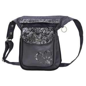 Wetterfeste Leckerli-Tasche aus Kunstleder mit Paisley Charcoal
