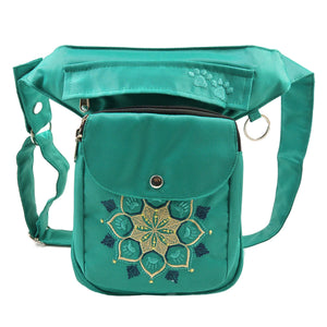 Gassi-Tasche, Wasserabweisende Tasche mit Mandala Stickerei (Carribean Farbe)