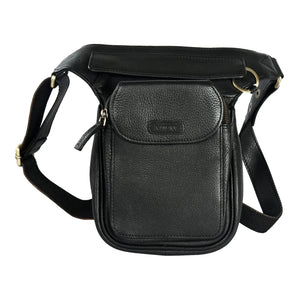 Gassi-Tasche, Gürteltasche aus Leder Schwarz