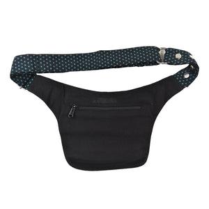 Rückansicht der Nijens Hüfttasche mit Reißverschluss-Sicherheitsfach und verstellbarem Gurt.