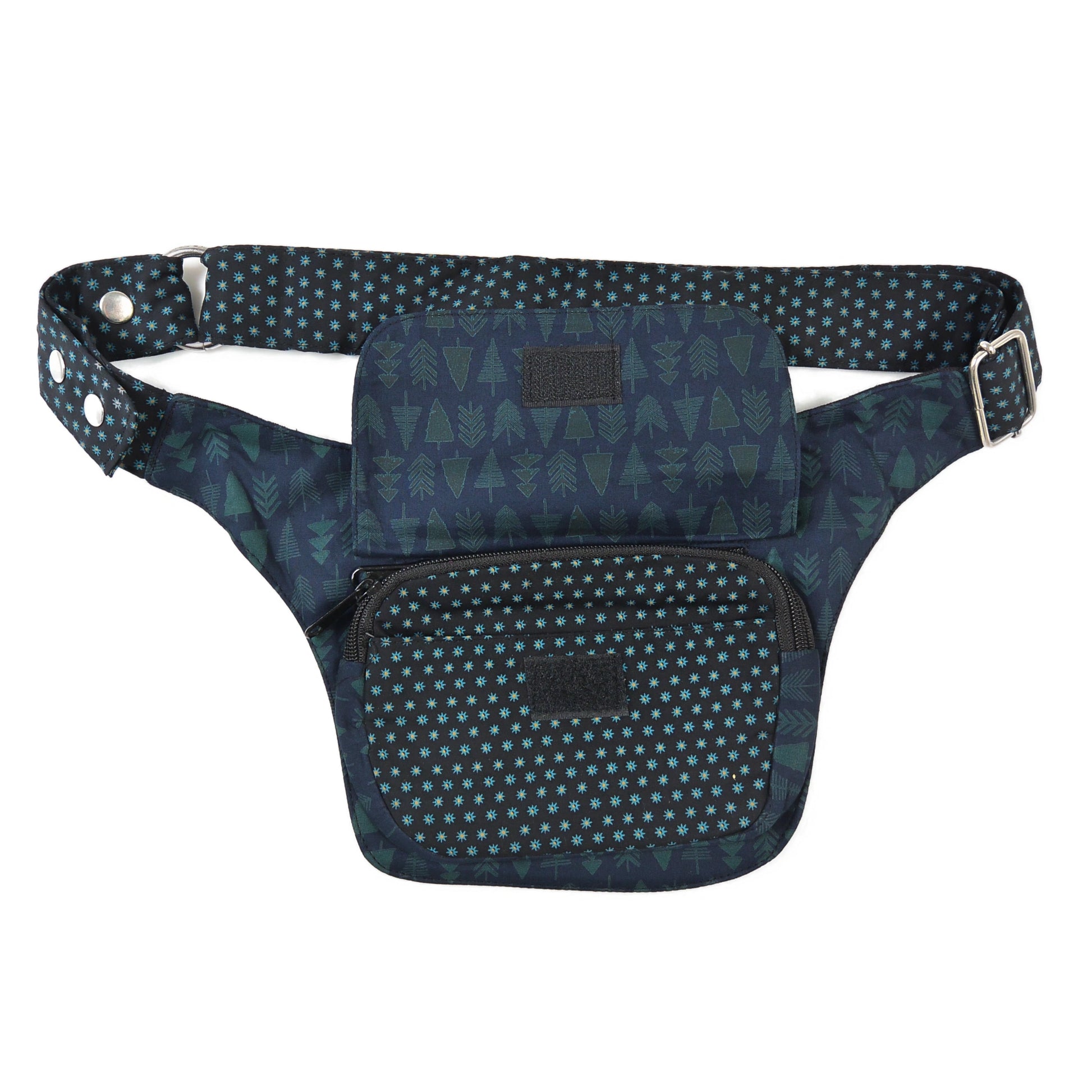 Nijens Hüfttasche in Dunkelgrün, zeigt Einsteckfach mit Klettverschluss