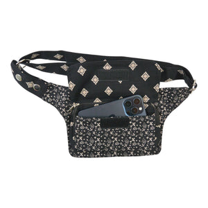 Bauchtasche "Kathmandu" Baumwoll-Stoff Schwarz-Braun (846)