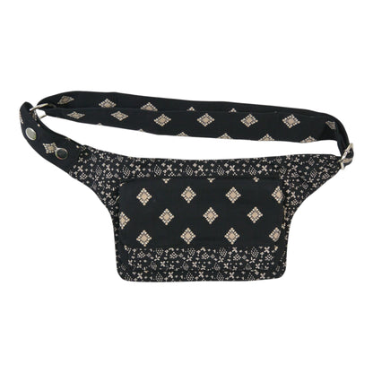 Bauchtasche "Kathmandu" Baumwoll-Stoff Schwarz-Braun (846)
