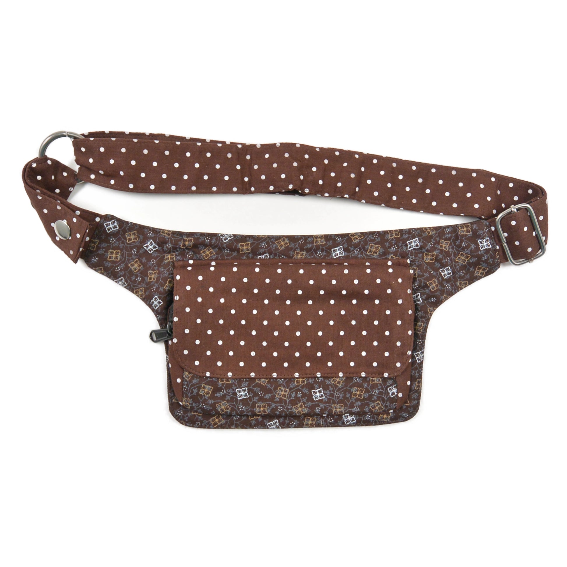 Nijens Bauchtasche Hüfttasche aus Stoff in Braun Polka Dot 