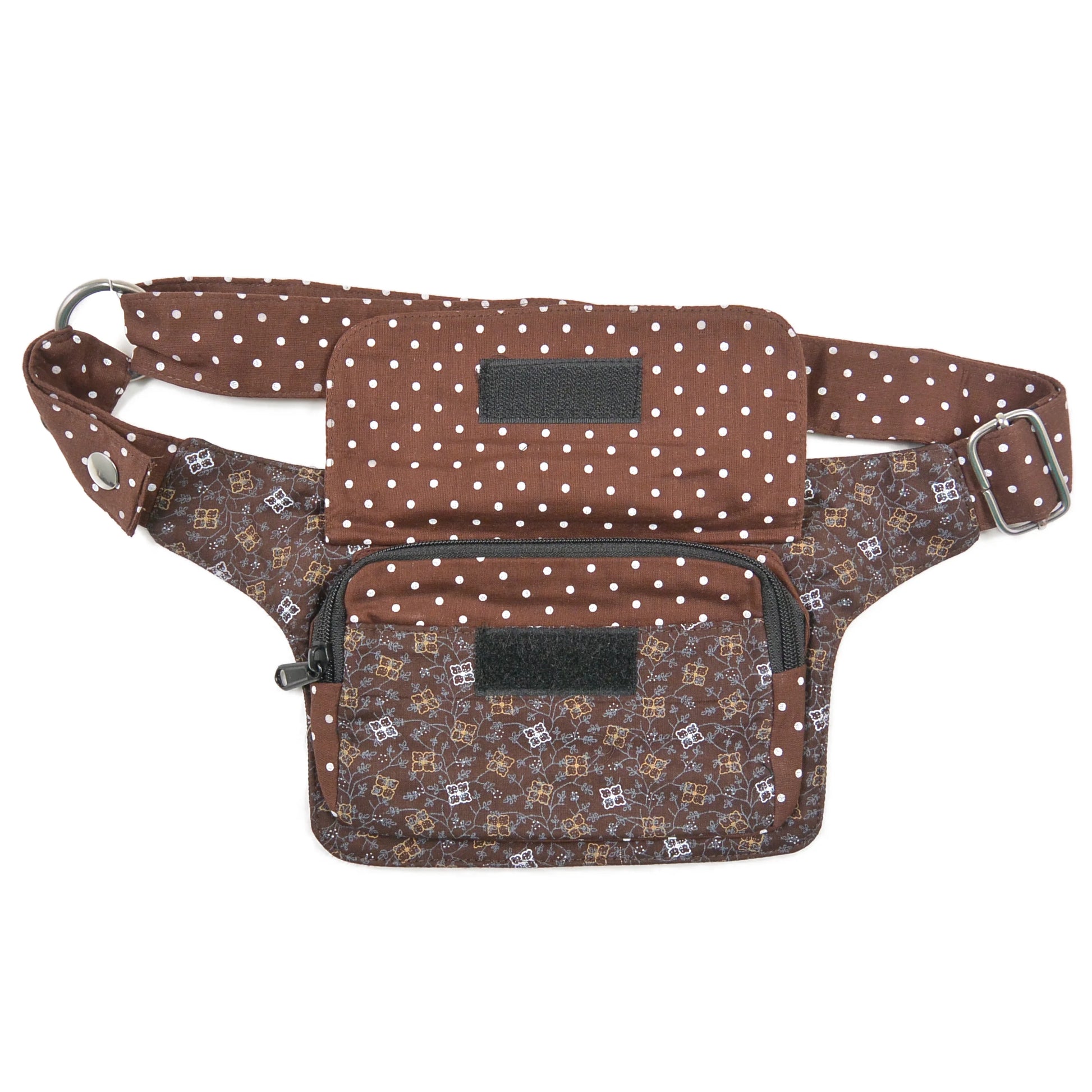 Bauchtasche Hüfttasche aus Stoff in Braun Polka Dot 24