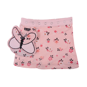 Kinder Wenderock aus Baumwolle Rosa mit kleiner Schmetterlingstasche.