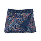 Wenderock für Kinder aus Baumwolle Marineblau mit Blumenmuster und Druckknopfleiste.
