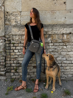 Gassi-Tasche mit Flaschenhalter „Konstanz“ Baumwoll-Canvas Grau (7701)
