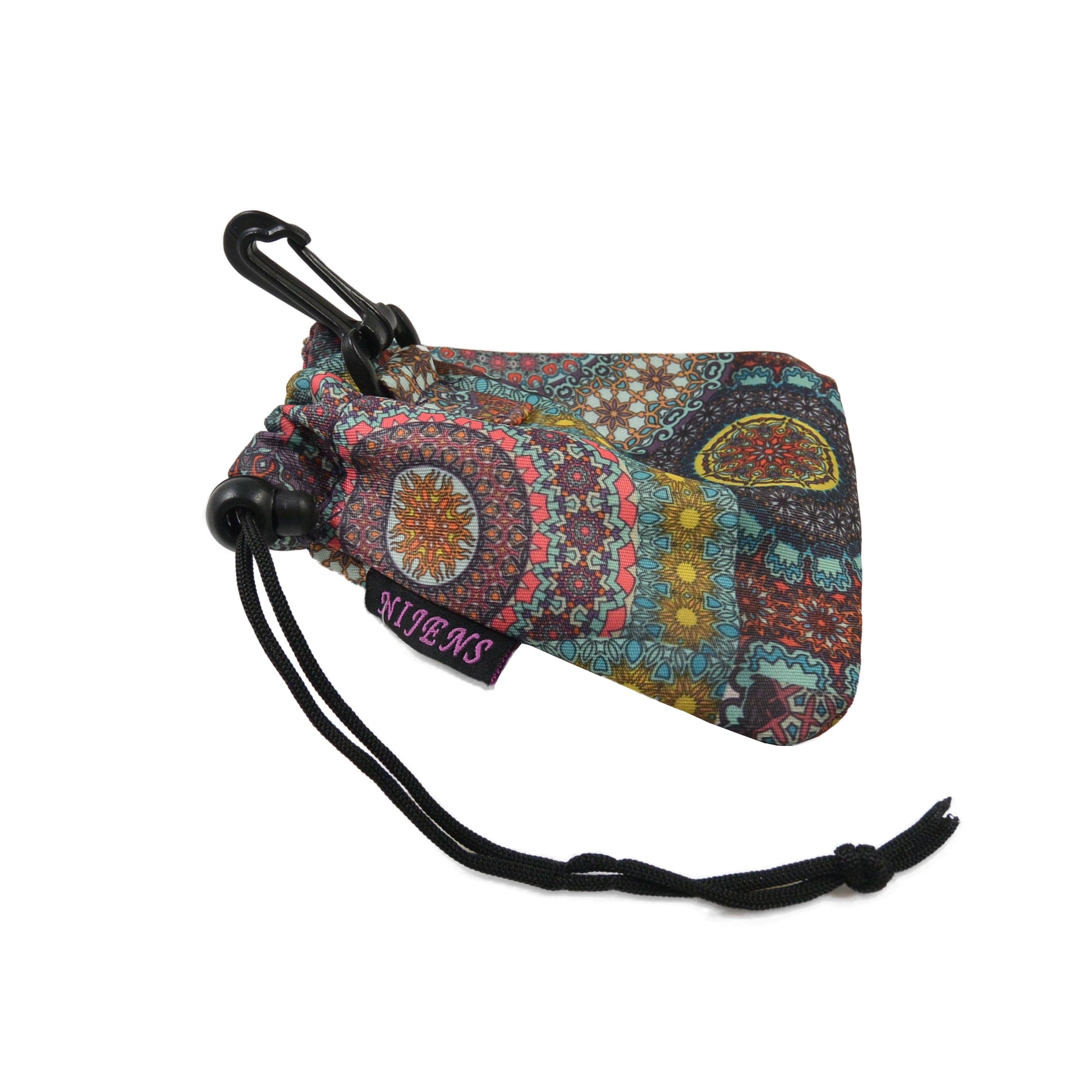 Bunter Leckerlibeutel mit Mandala-Muster und Karabiner von Nijens
