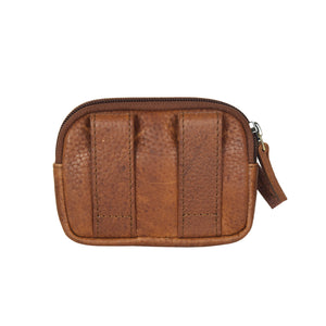 Kleine Beuteltasche mit Gürtelschlaufen, Kotbeutelspender aus Leder Brandy, Rückseite