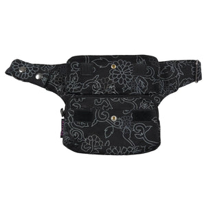  Bauchtasche Stoff Schwarz mit Blumenmuster 2