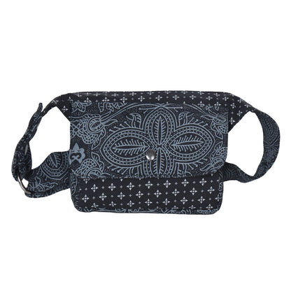 Nijens Bauchtasche Hippie Tasche aus Stoff in Schwarz-Grau, OM-Print