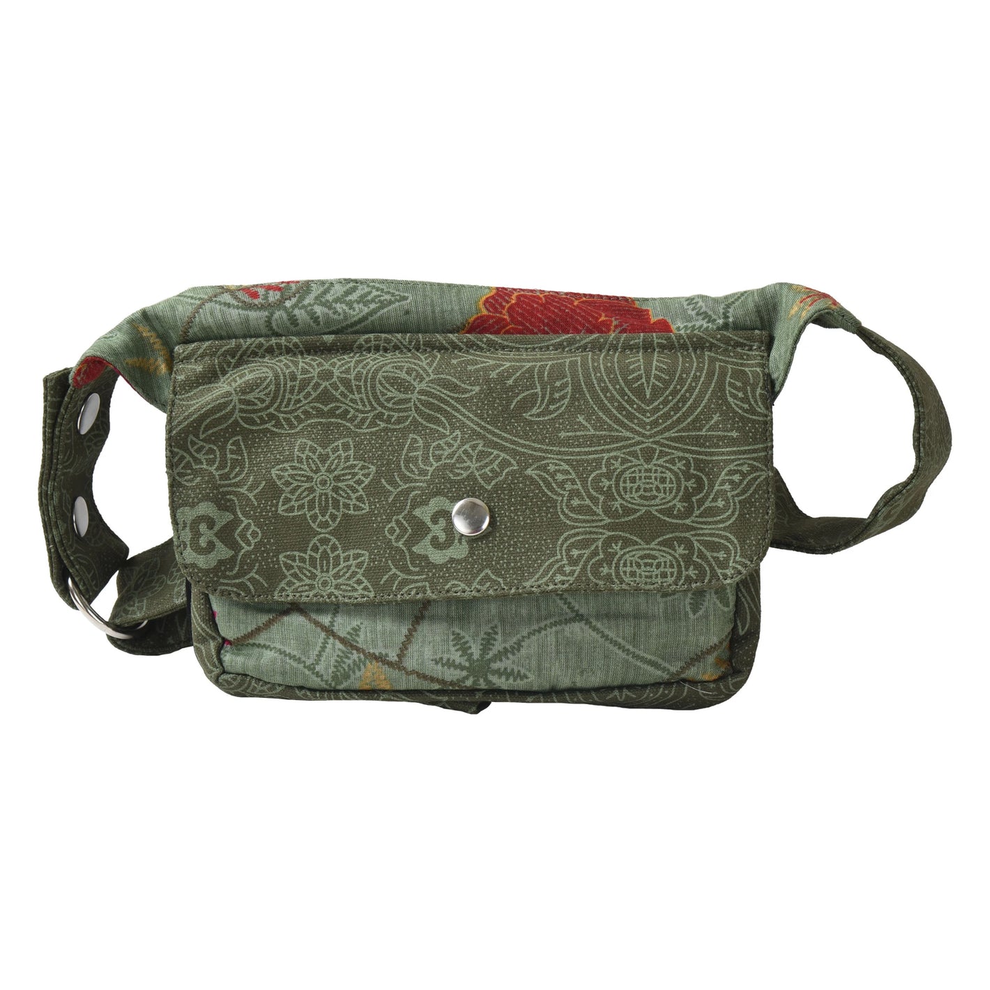 Nijens Bauchtasche in Khaki mit Orange Blumen