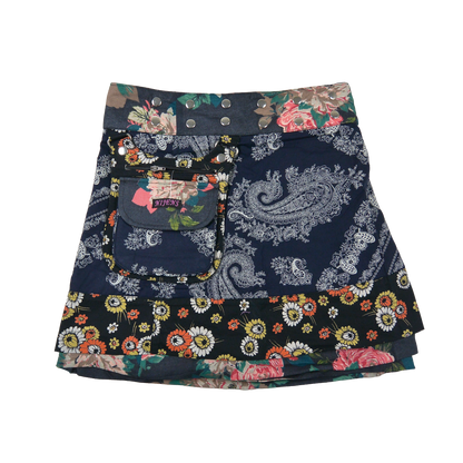 Kinderrock aus weichem Baumwollstoff, Paisley Dunkelblau