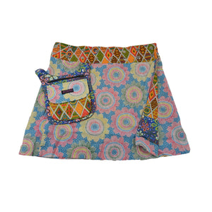 Kinderrock zum wenden, Wenderock aus Baumwolle Bunt mit Blumenmuster und abnehmbarer Taschen.