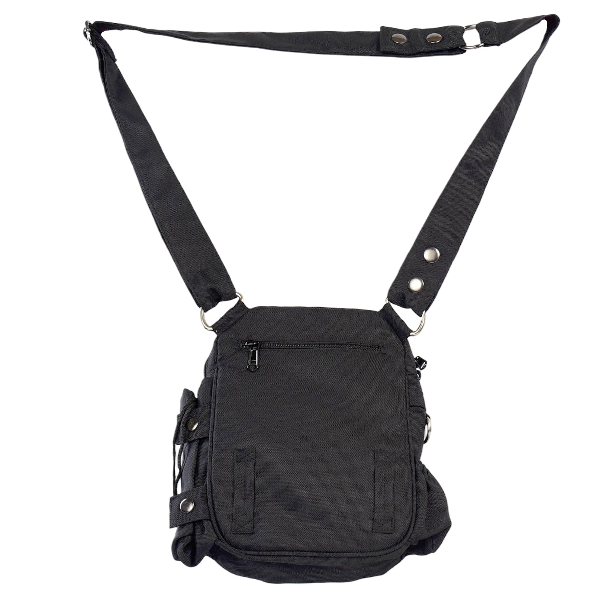 Wasserabweisende Gassi-Tasche in Schwarz mit Flaschenhalter & Kotbeutelspender. Auf der hinteren Seite befindet sich ein Reißverschlussfach. Nijens Shop