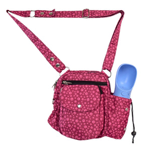Wasserabweisende Bauchtasche in Magenta mit süßem Pfotendesign, mehreren Fächern und extra Trinkflaschenhalter - Konstanz 71053 Nijens Shop
