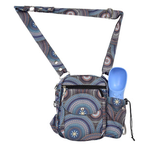 Gassi-Tasche im türkisblauen Mandala Design mit vielen Fächern für alle wichtigen Utensilien während des Gassigangs und extra Fächern für Wasserflasche und Hundekotbeutel - Konstanz 71080 Nijens Shop