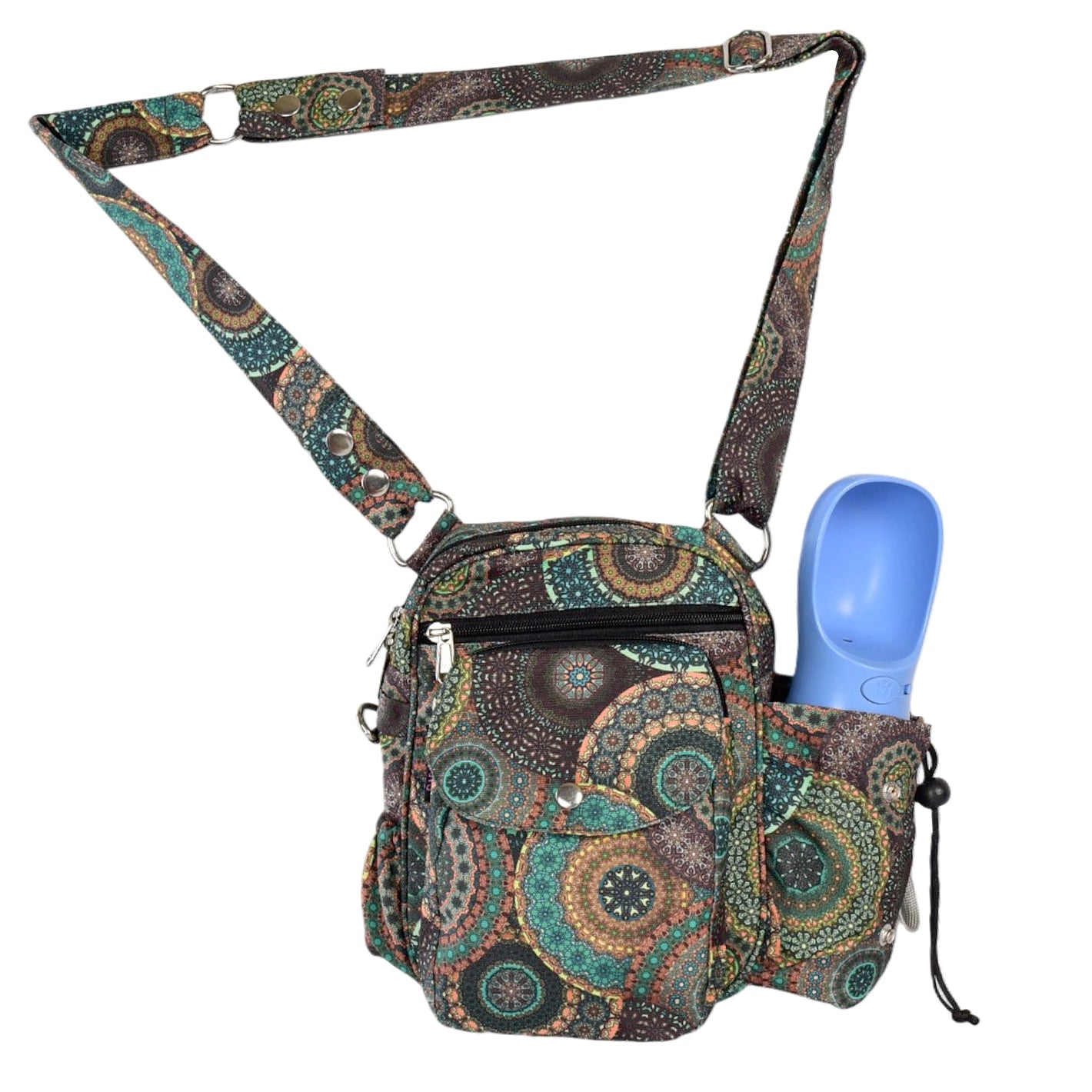 Wasserabweisende Bauchtasche im grünen Mandala Design mit mehreren Fächern und Platz für Handy, Leckerlis, Trainings-Dummy und Wasserflasche - Konstanz 71083 Nijens Shop