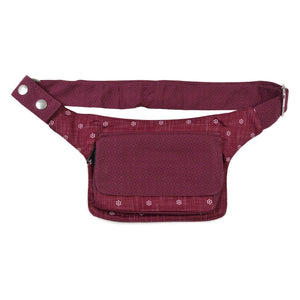 Bauchtasche,Hüfttasche aus Baumwollstoff Rot mit geometrischem und Blumenmuster - Kathmandu-M 321 Nijens