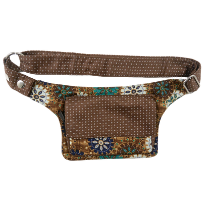 Hip hip bag with a small flower pattern in brown - Kathmandu-M 185