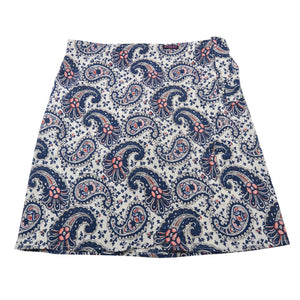 Knielang-Rock aus Viskose Stoff, Paisley in Blau - Nijens Skirt