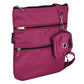 Gassi-Umhängetasche aus wasserabweisenden Stoff Pink mit 4 Reißverschlusstaschen und einer extra kleinen Beuteltasche für Hundekotbeutel zum Anhängen.