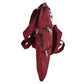 Seitenansicht von Gassi-Umhängetasche aus wasserabweisenden Stoff Rot mit 4 Reißverschlusstaschen und einer extra kleinen Beuteltasche für Hundekotbeutel zum Anhängen.