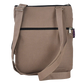 Gassi-Umhängetasche aus wasserabweisenden Stoff Beige mit großem Reißverschlussfach für Wertsachen und kleinem Reißverschlussfach hinten. 