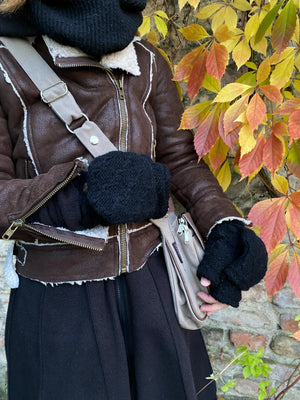 Handschuhe Schurwolle Fäustlinge in Schwarz Nijens Loonna-set-01 Nijens Shop