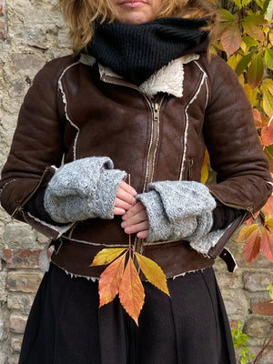 Handschuhe Schurwolle Fäustlinge in Grau Nijens Loonna-set-21 Nijens Shop