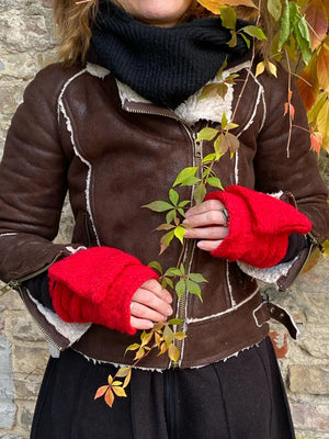 Fäustlinge und kurzfinger Handschuhe aus Schurwolle - Loonna-set-23 Nijens Shop