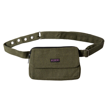 Kleine Beuteltasche Bauchtasche Stoff Olive