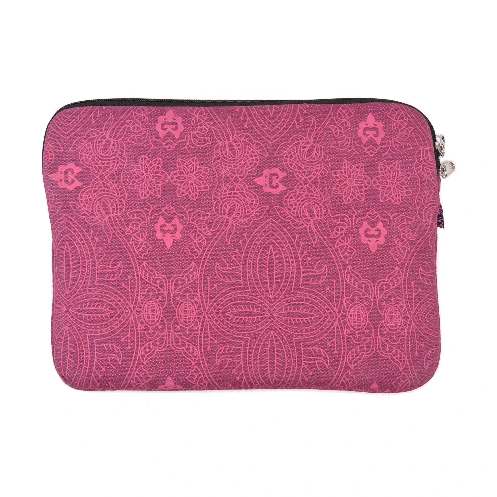 Rückseite der Laptop Sleeve von Nijens mit rosa Ornamentmuster