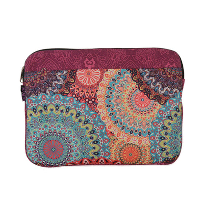 Bunte Rosa Mandala Laptop Sleeve von Nijens für 13 und 15 Zoll, Vorderansicht