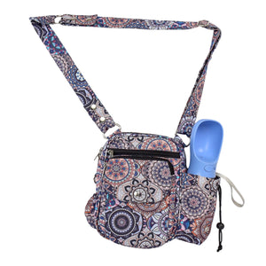 Wasserabweisende Umhängetasche Konstanz im Lavendel Mandala Design mit integrierter Hundetrinkflasche im seitlichen halter und praktischem extra Fach mit Öse für Kotbeutel - Konstanz 71081 Nijens Shop