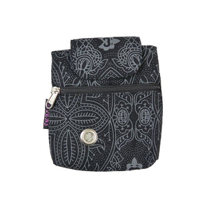 Baza Canvas-Tasche in Schwarz – Leckerli-Beutel & Kotbeutelspender im floralen Muster-Design.