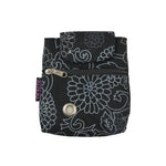 Baza Canvas Leckerli-Tasche in Schwarz mit grauem Blumenmuster und Metallöse als Kotbeutelspender