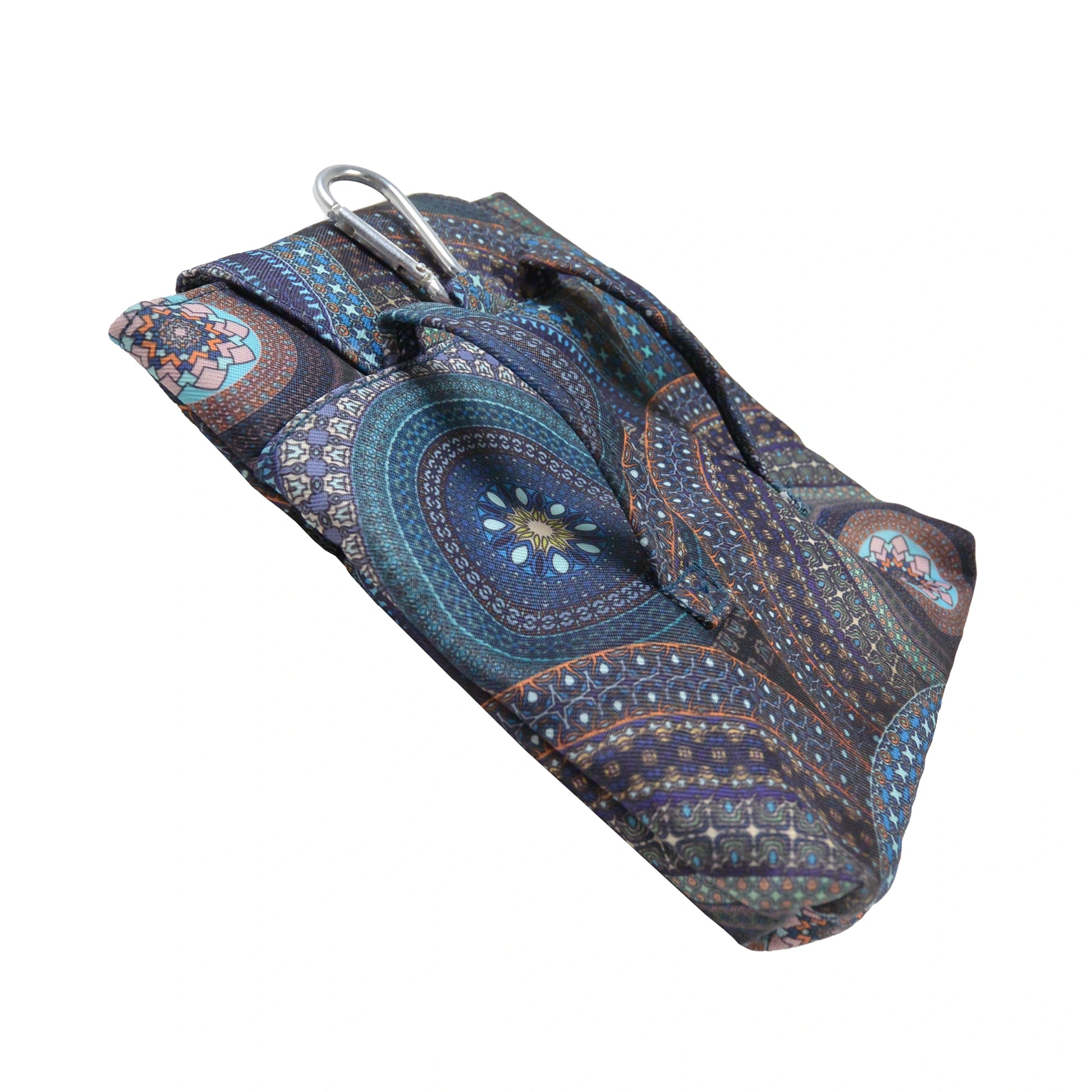 Baza Hundekotbeutelspender wasserdicht mit blauem Mandala-Muster und Karabiner zur Befestigung an Hose oder Tasche