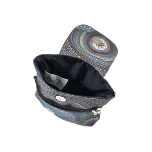  Hundekotbeutelspender wasserdicht mit blauem Mandala-Muster und Extra Reißverschlussfach für Hundekotbeutel, Schlüssel & Karte