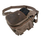 Nijens Gassitasche aus Canvas Beige und Leder Braun mit ausziehbarem Leckerli-Fach, wasserabweisendem Innenfutter, Flaschenhalter.
