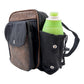 Gassi-Tasche Konstanz aus robustem Canvas mit geprägtem braunem Echtleder, mit Trinkflasche