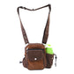 Braune Gassi-Tasche Konstanz von Nijens aus robustem Canvas mit geprägtem Leder, mehreren Reißverschlussfächern, Hundetrinkflasche, mit Gürtel-Verlängerung XXXL.