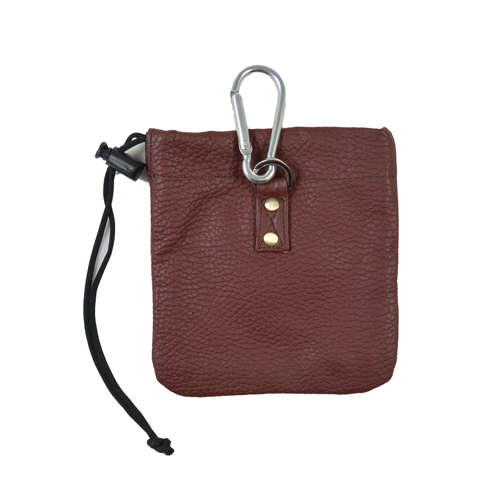 Leder-Leckerlibeutel Cabra in Bordeaux mit Kordelzug und Karabiner.