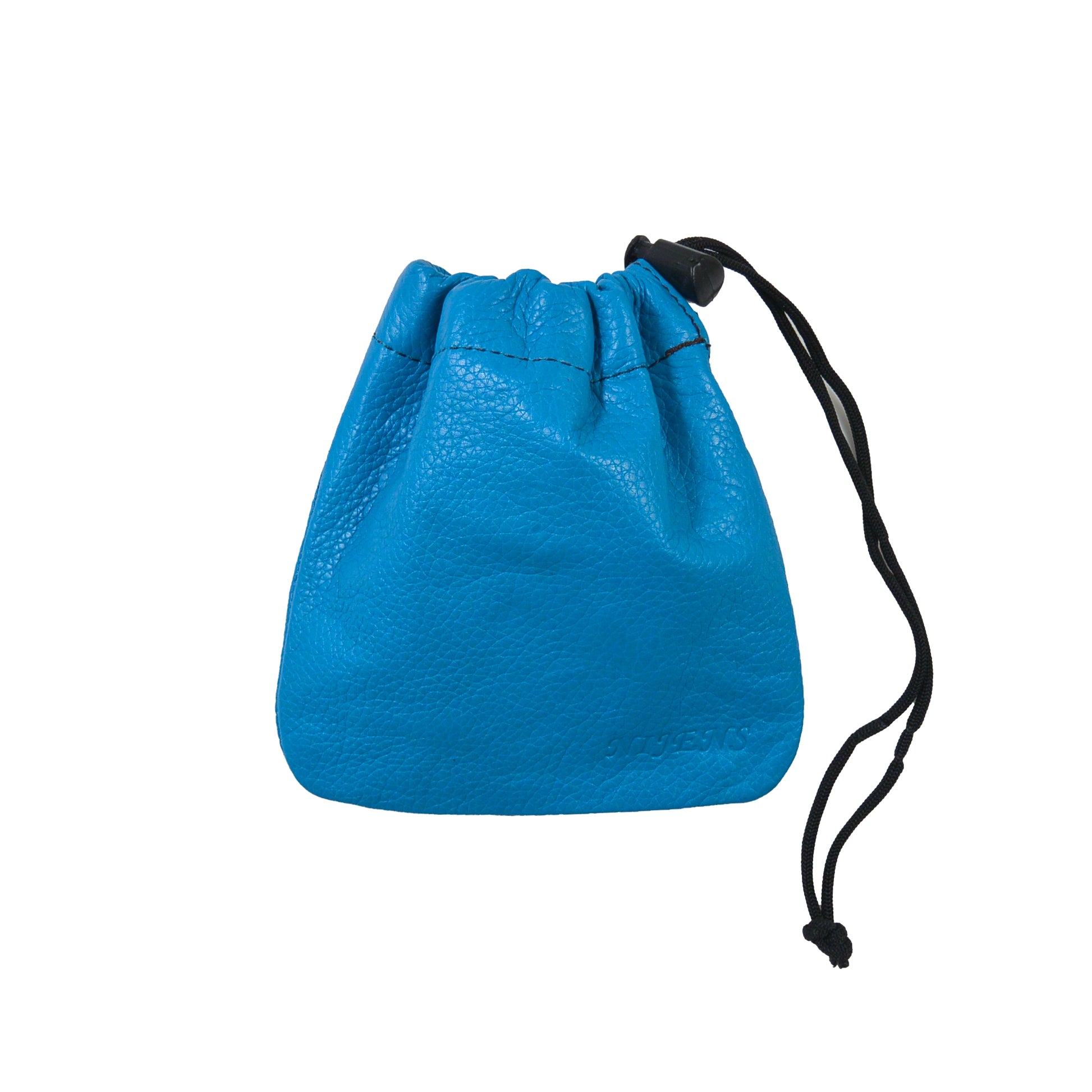 Leder-Leckerlibeutel Cabra in Blau mit Kordelzug und Karabiner