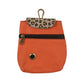 Baza Leder Leckerli-Tasche in Orange mit Leo-Kuhfell-Element und Metallöse für Hundekotbeutel